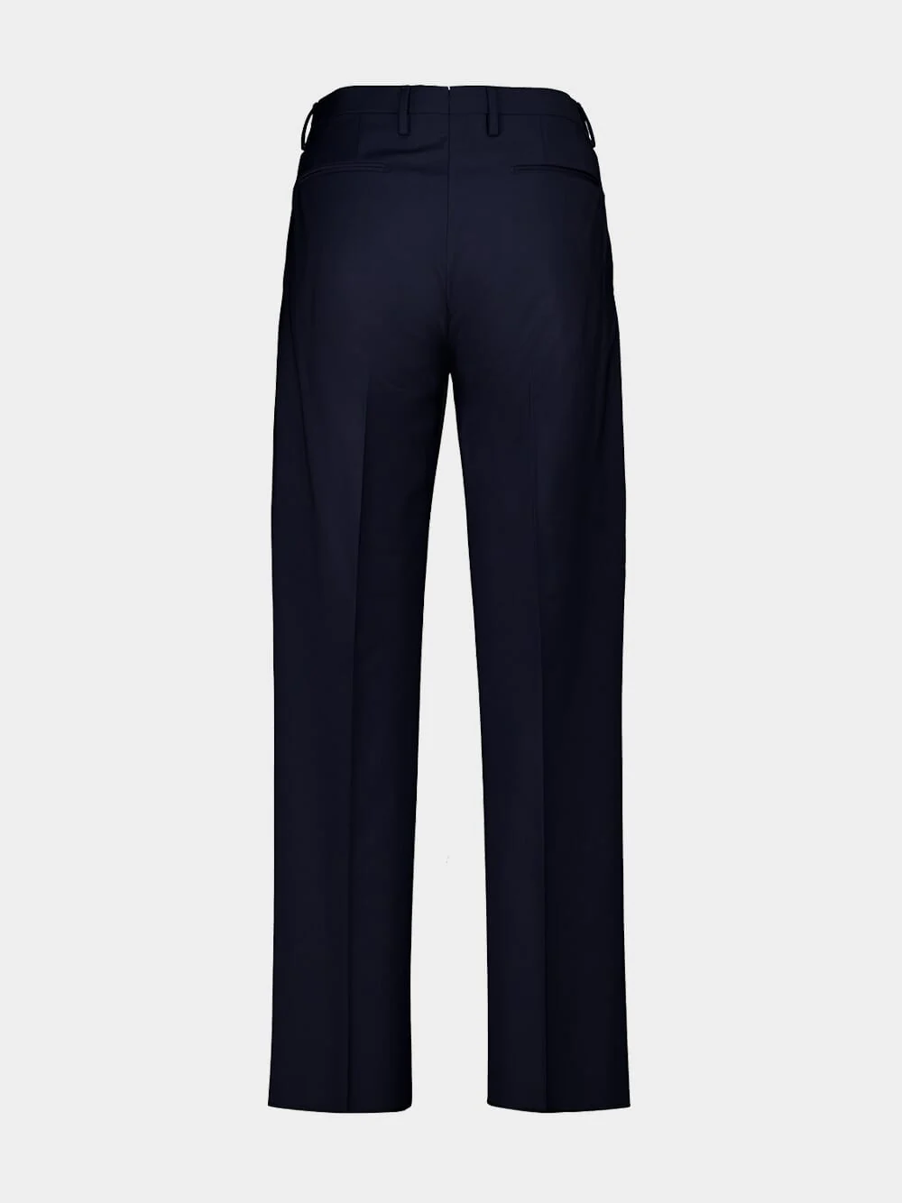 Navy Blue Straight Fit Wool Trousers - Image 2
