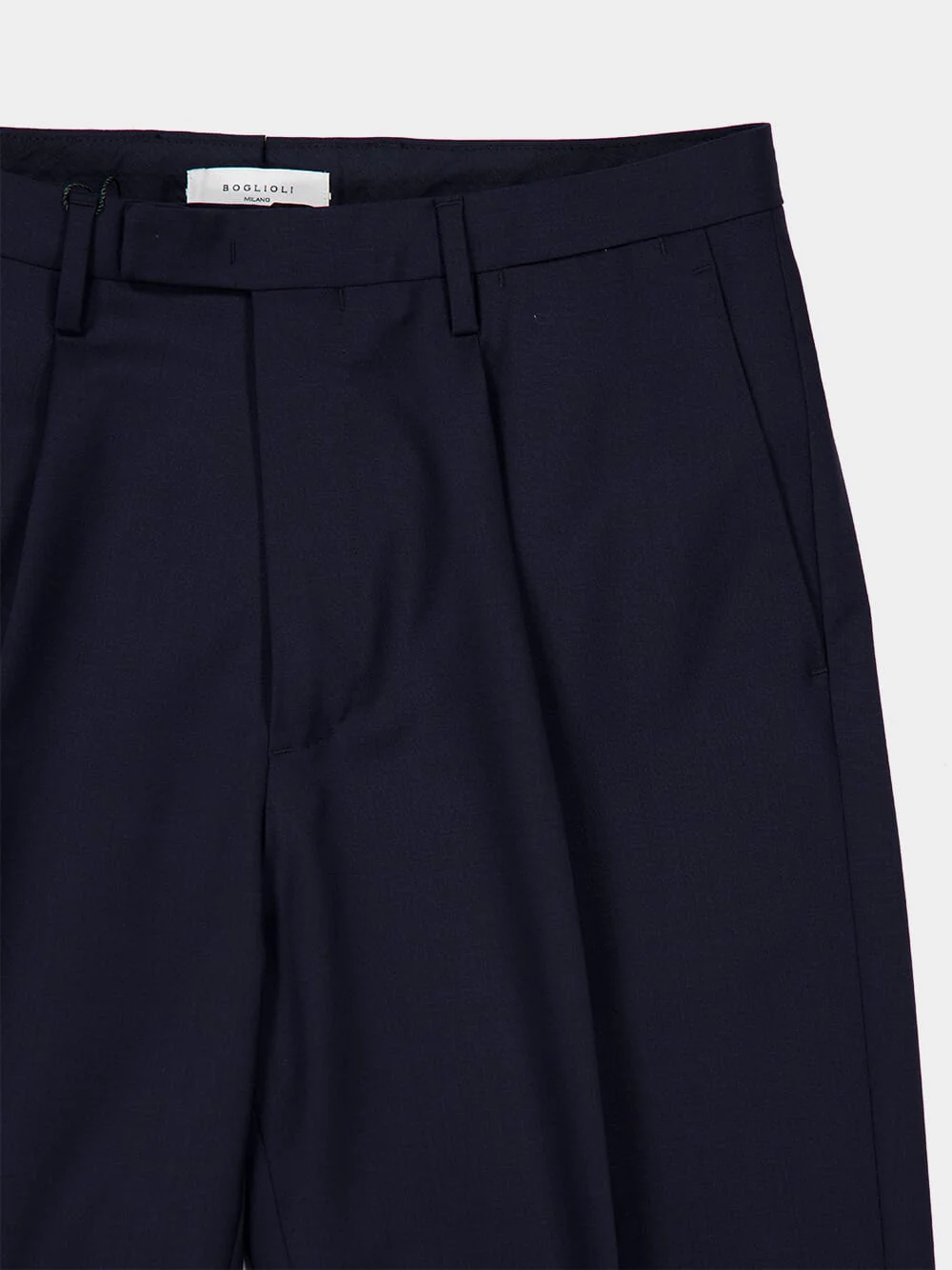 Navy Blue Straight Fit Wool Trousers - Image 3
