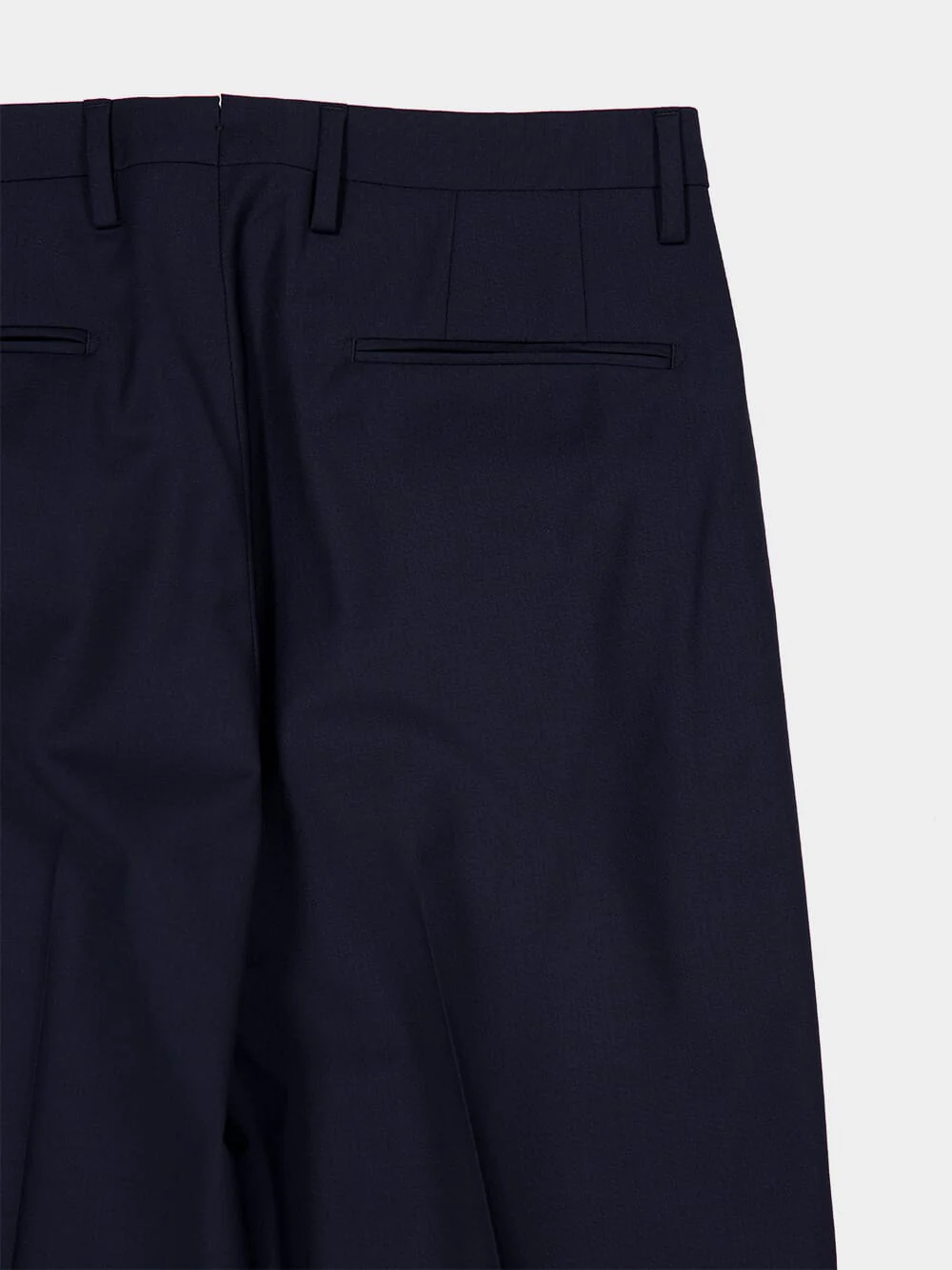 Navy Blue Straight Fit Wool Trousers - Image 4