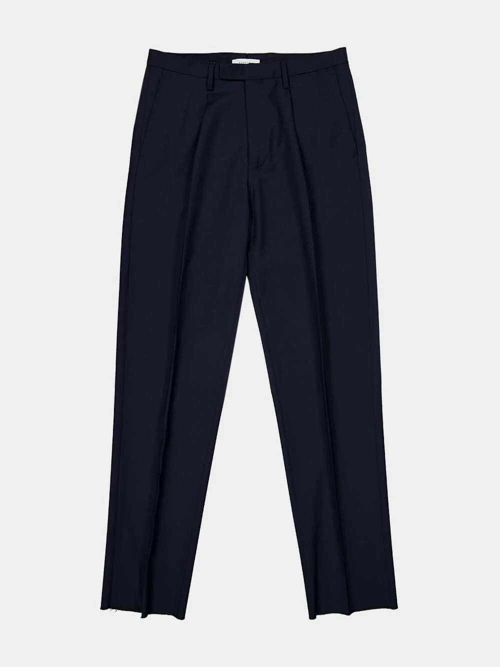 Navy Blue Straight Fit Wool Trousers - Image 5