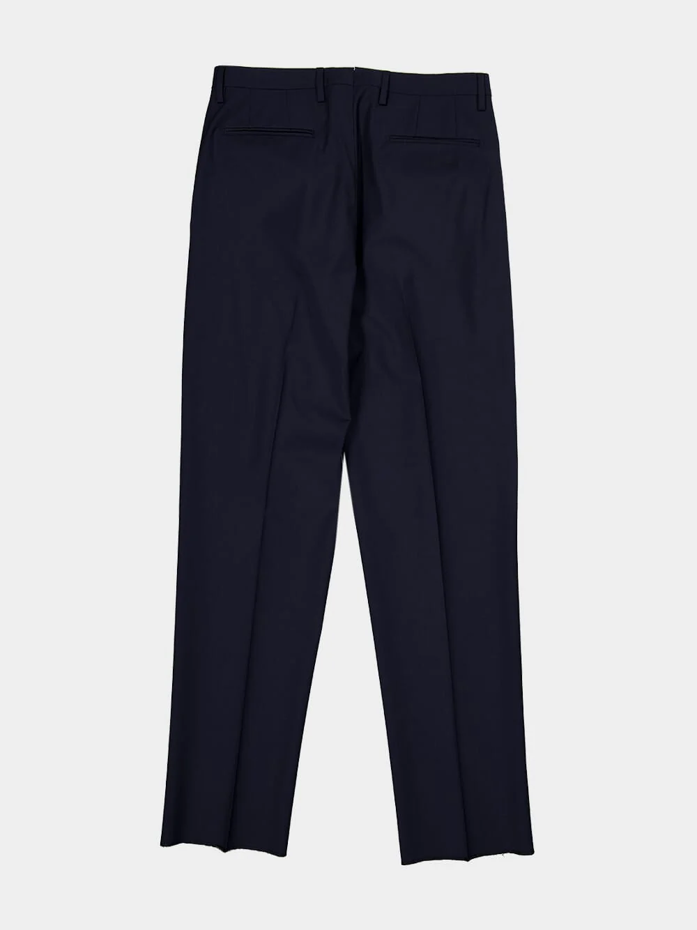 Navy Blue Straight Fit Wool Trousers - Image 6