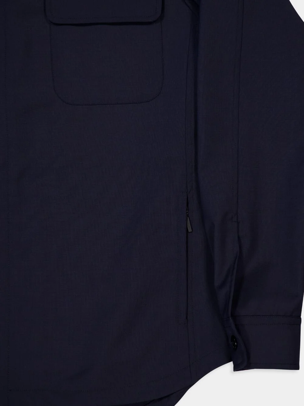 Navy Blue Wool Blend Overshirt - Image 3