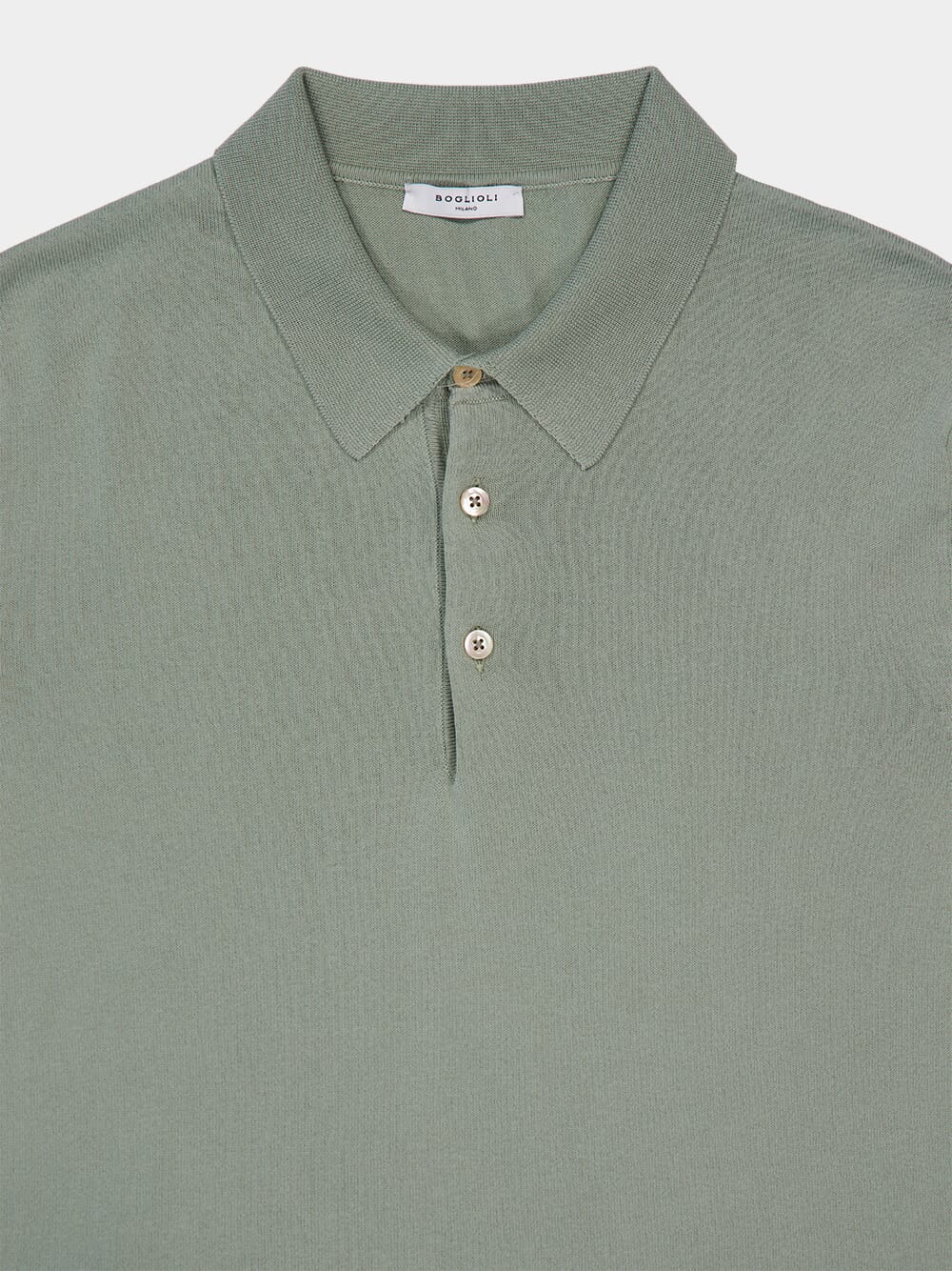 Sage Green Regular-Fit Cotton Polo - Image 3