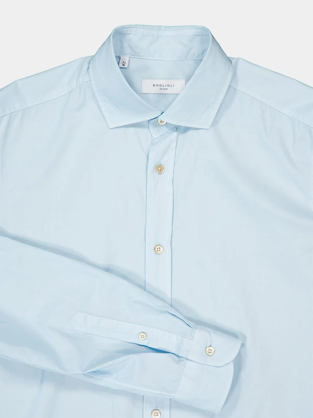 Sky Blue Cotton Long-Sleeve Shirt - Image 4