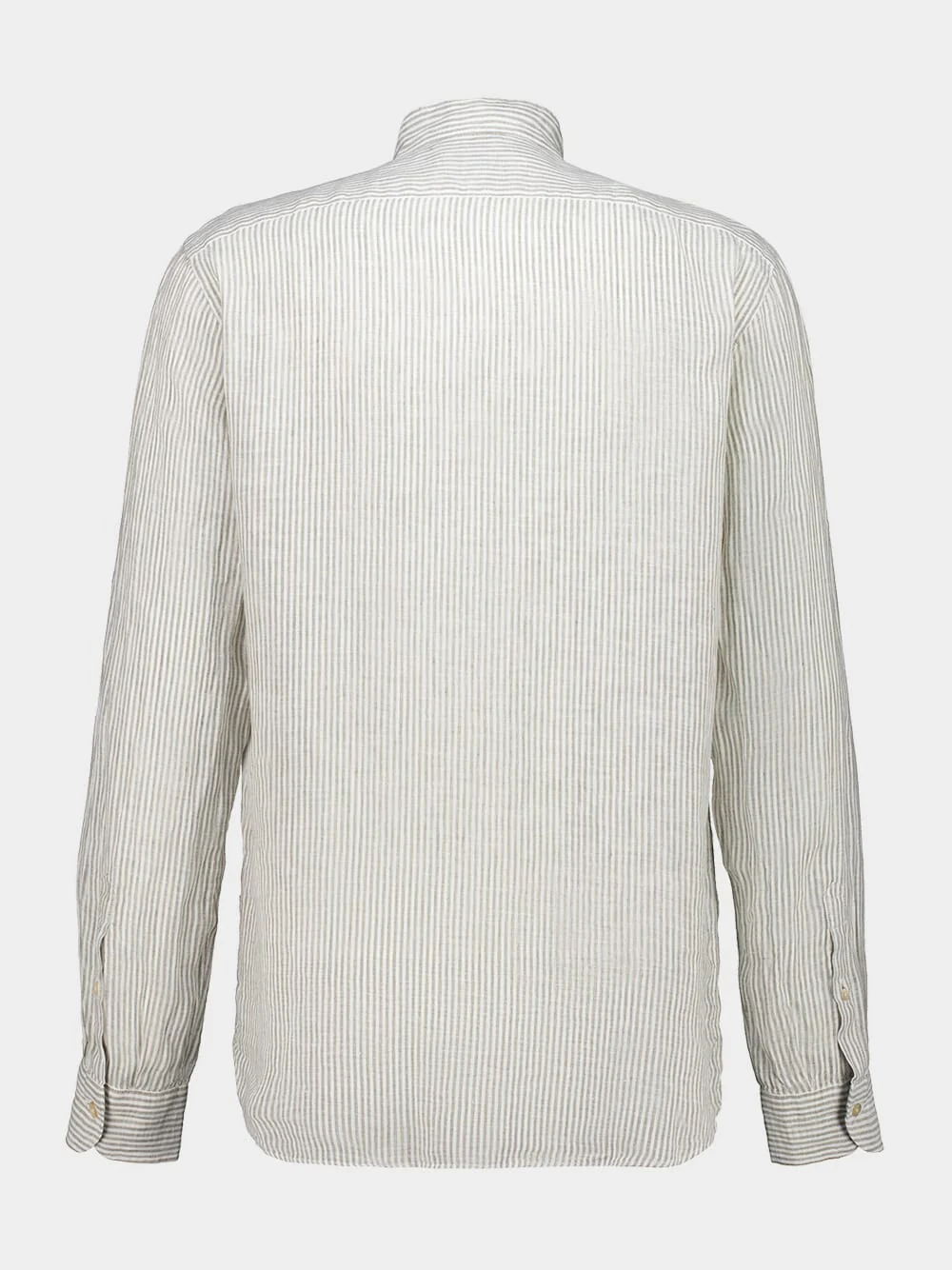 White and Brown Striped Linen Shirt - Image 2