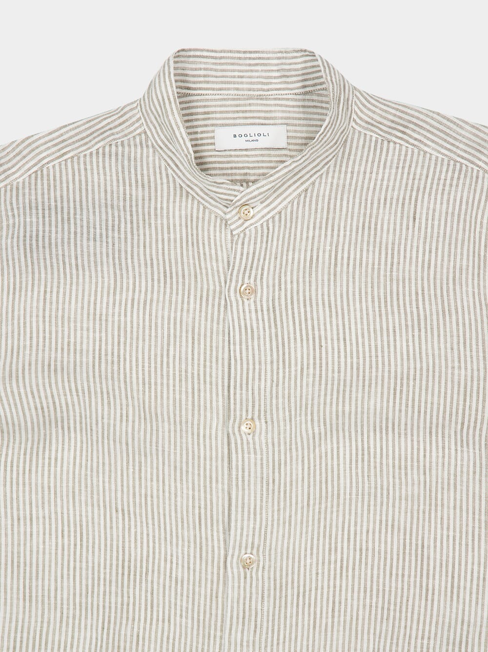 White and Brown Striped Linen Shirt - Image 3