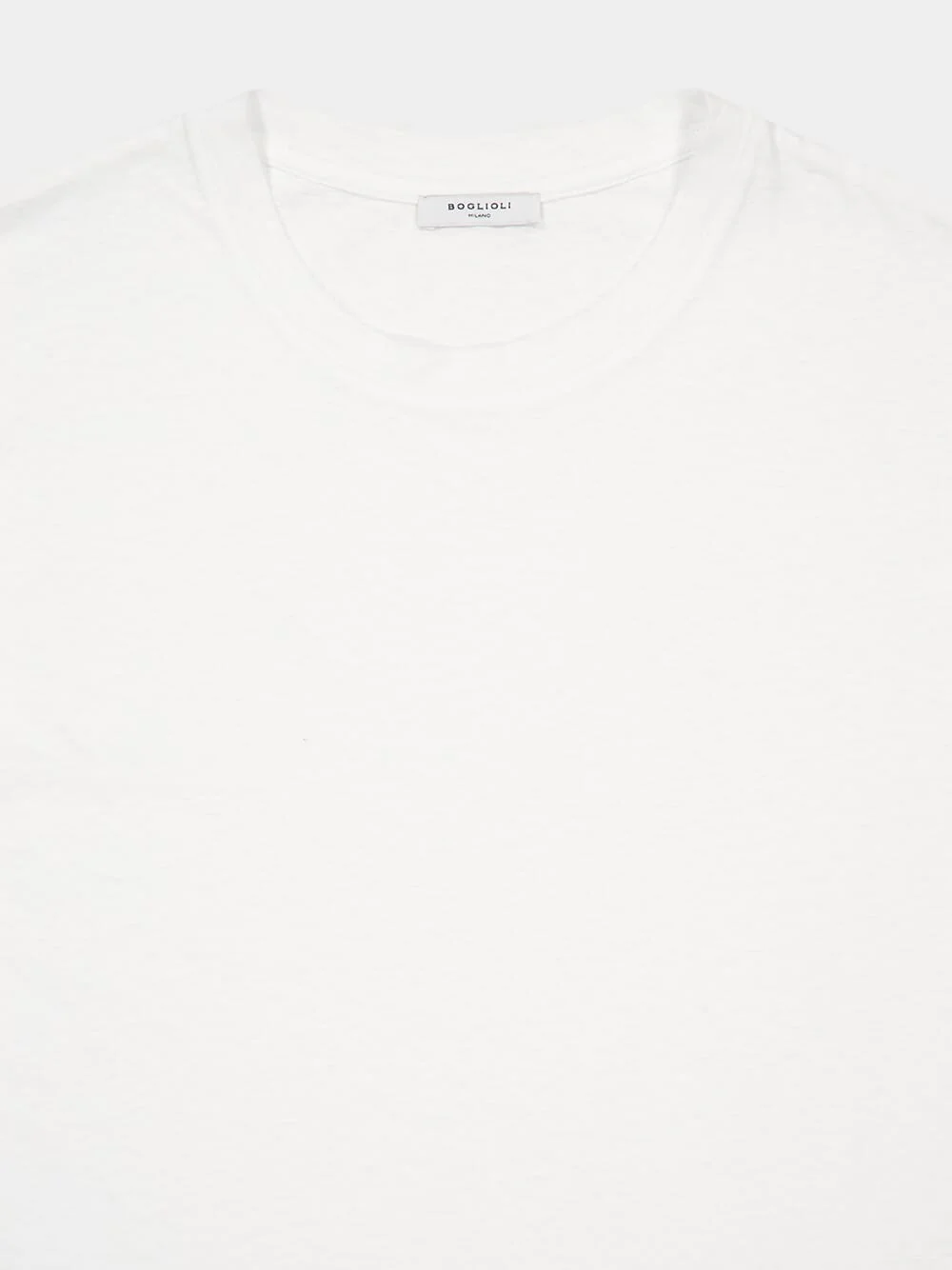 White Cotton Linen Jersey Crew Neck T-Shirt - Image 3