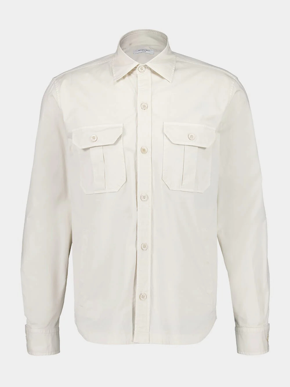 White Cotton Overshirt with Pockets