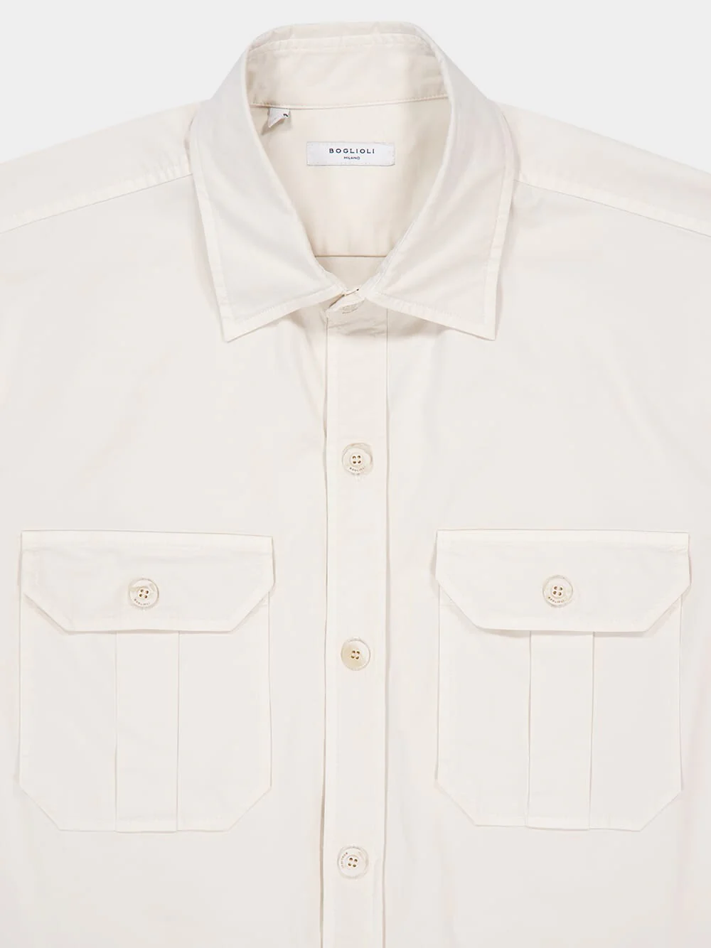 White Cotton Overshirt with Pockets - Image 3