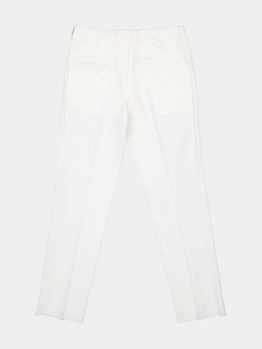 White Cotton Straight Fit Trousers - Image 6