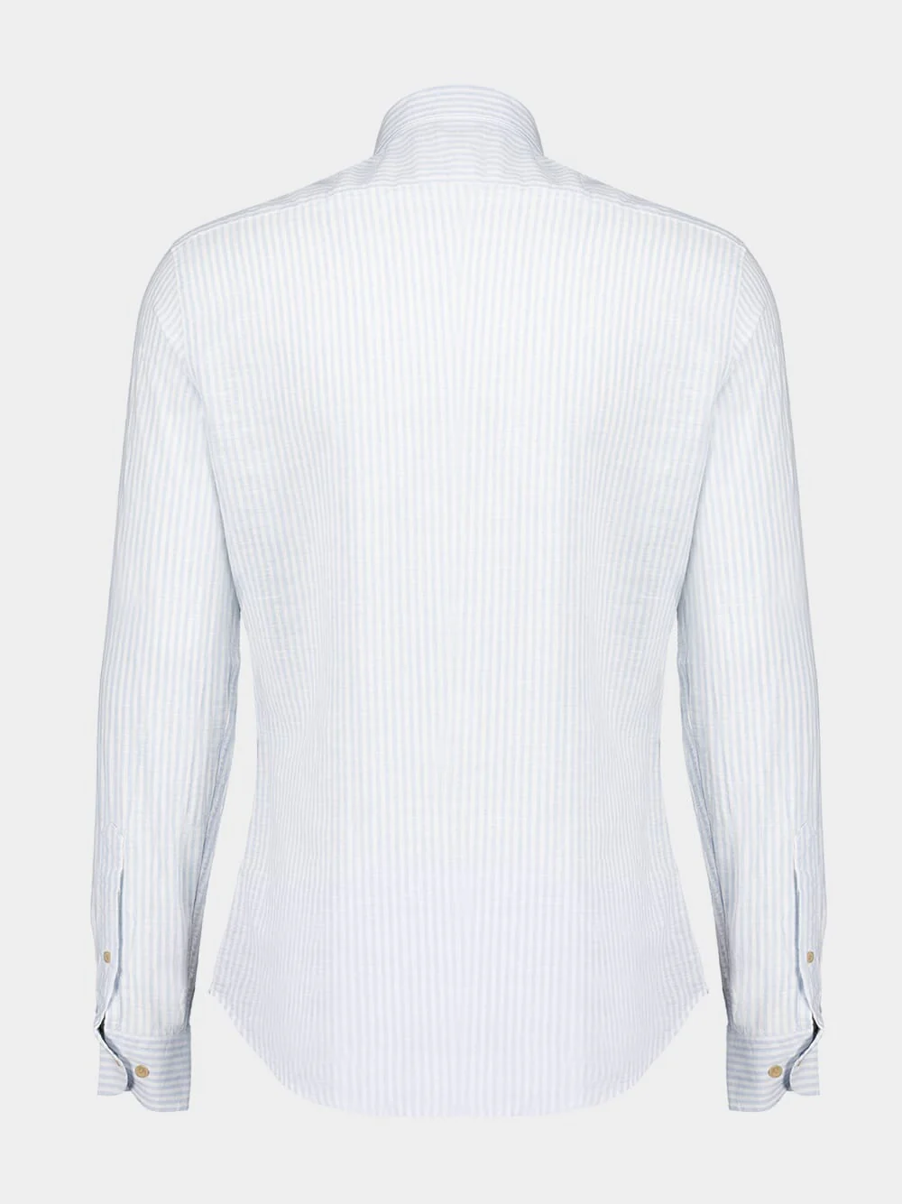 White & Light Blue Striped Cotton-Linen Shirt - Image 2