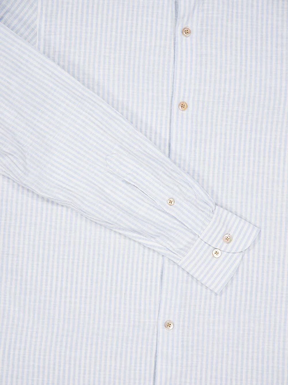 White & Light Blue Striped Cotton-Linen Shirt - Image 4