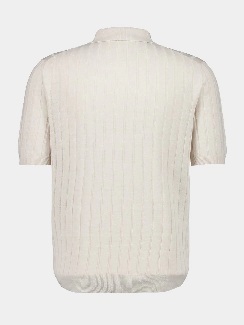 White Linen-Cotton Regular Fit Polo - Image 2