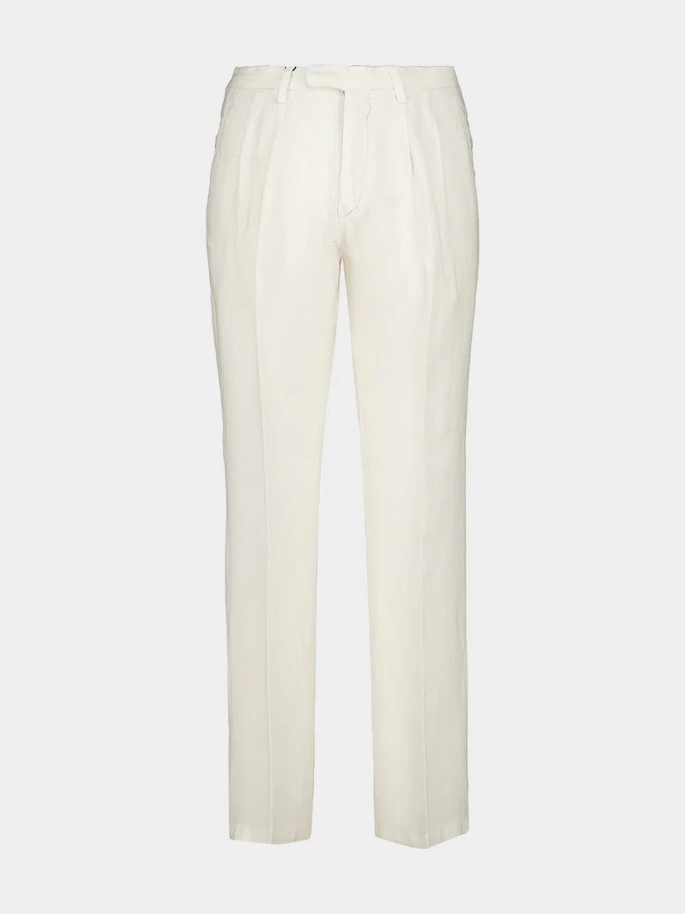 White Linen Straight Fit Trousers