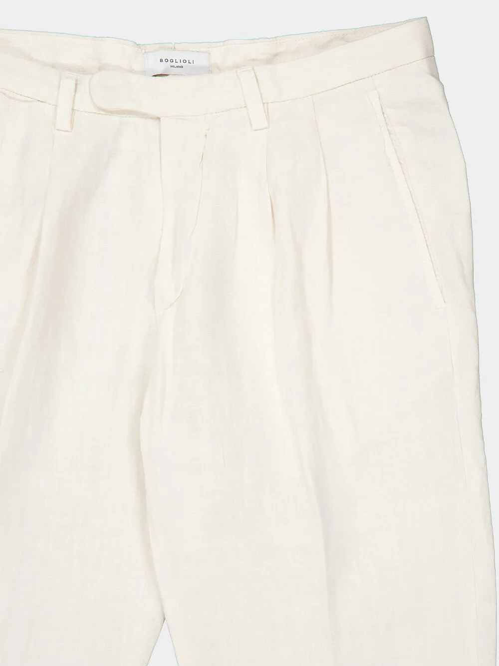 White Linen Straight Fit Trousers - Image 3
