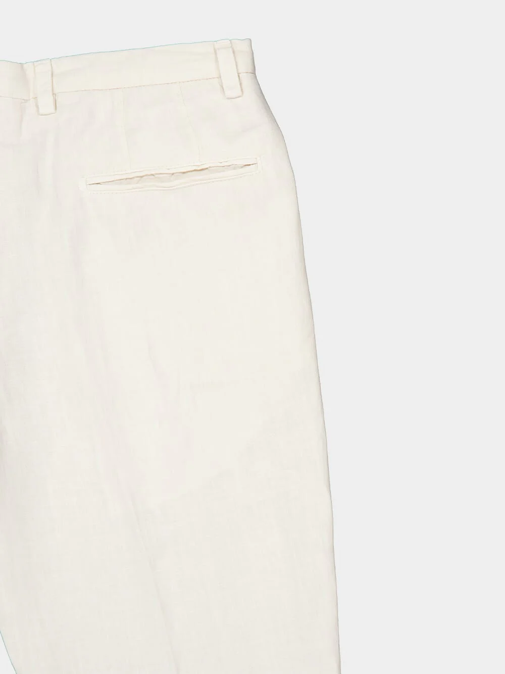 White Linen Straight Fit Trousers - Image 4