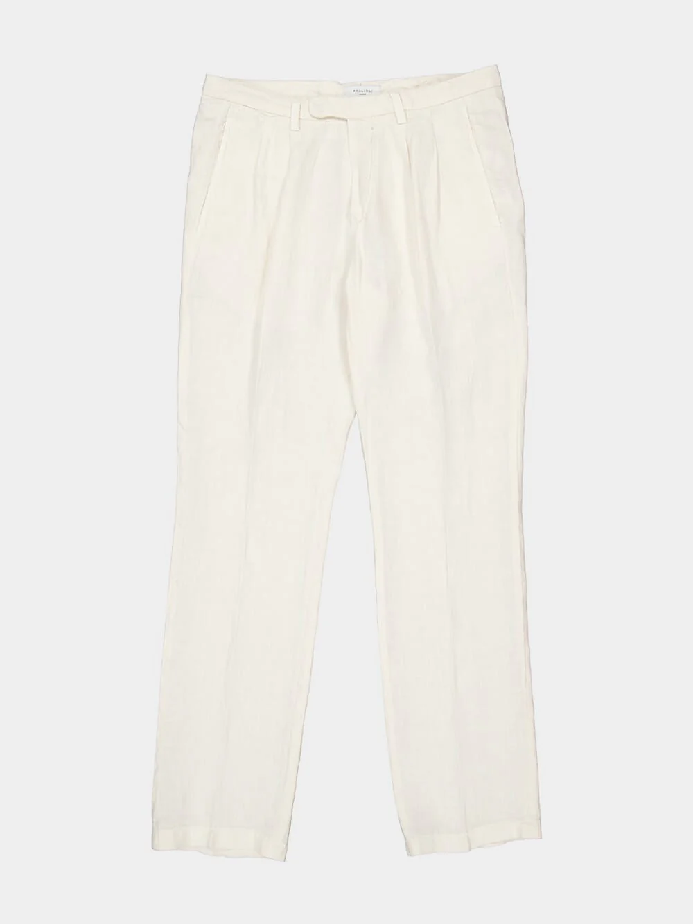 White Linen Straight Fit Trousers - Image 5