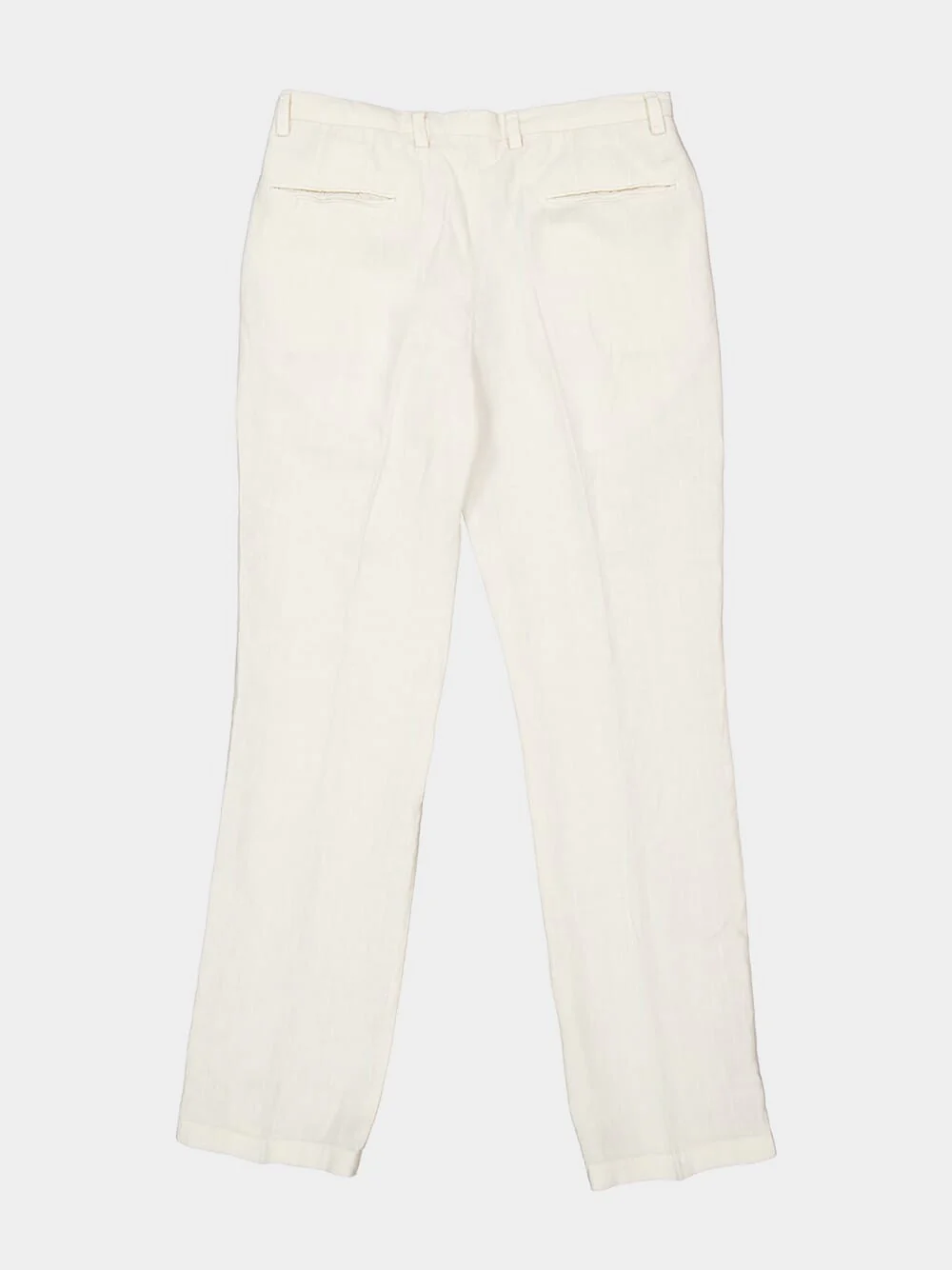 White Linen Straight Fit Trousers - Image 6