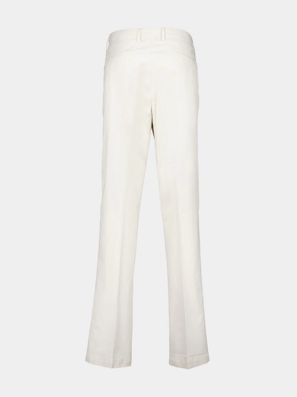 White Regular Fit Cotton Trousers - Image 2