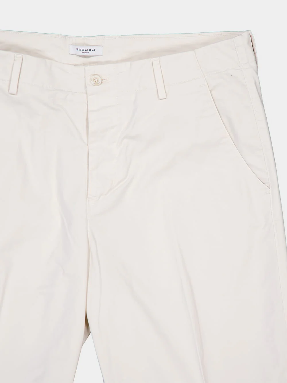 White Regular Fit Cotton Trousers - Image 3