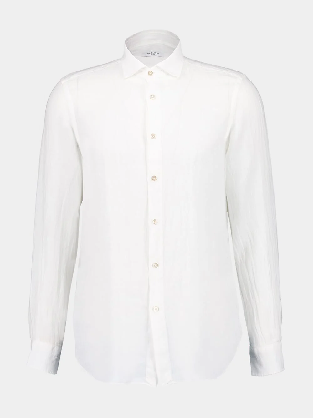 White Regular Fit Linen Button-Up Shirt