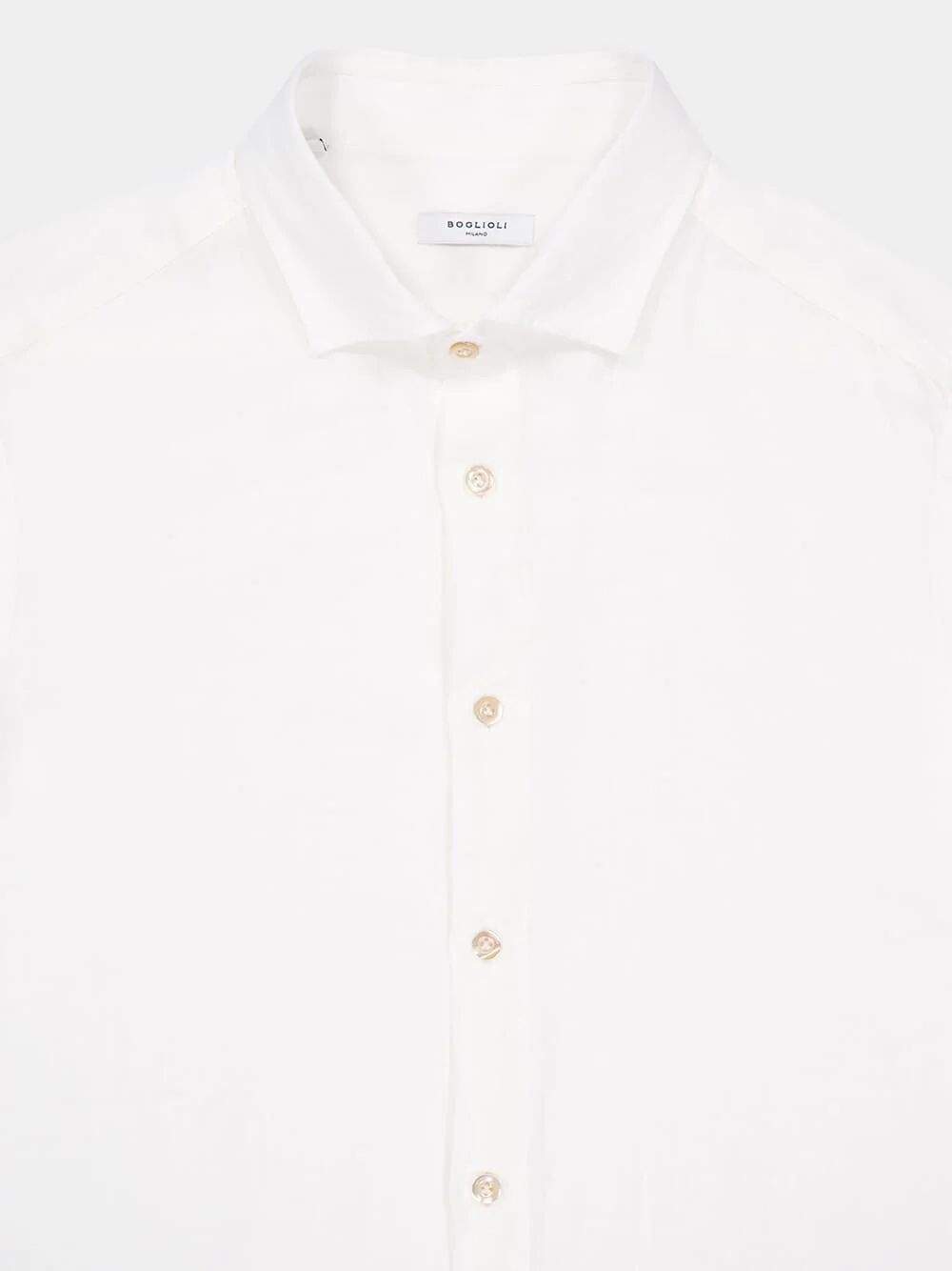 White Regular Fit Linen Button-Up Shirt - Image 3