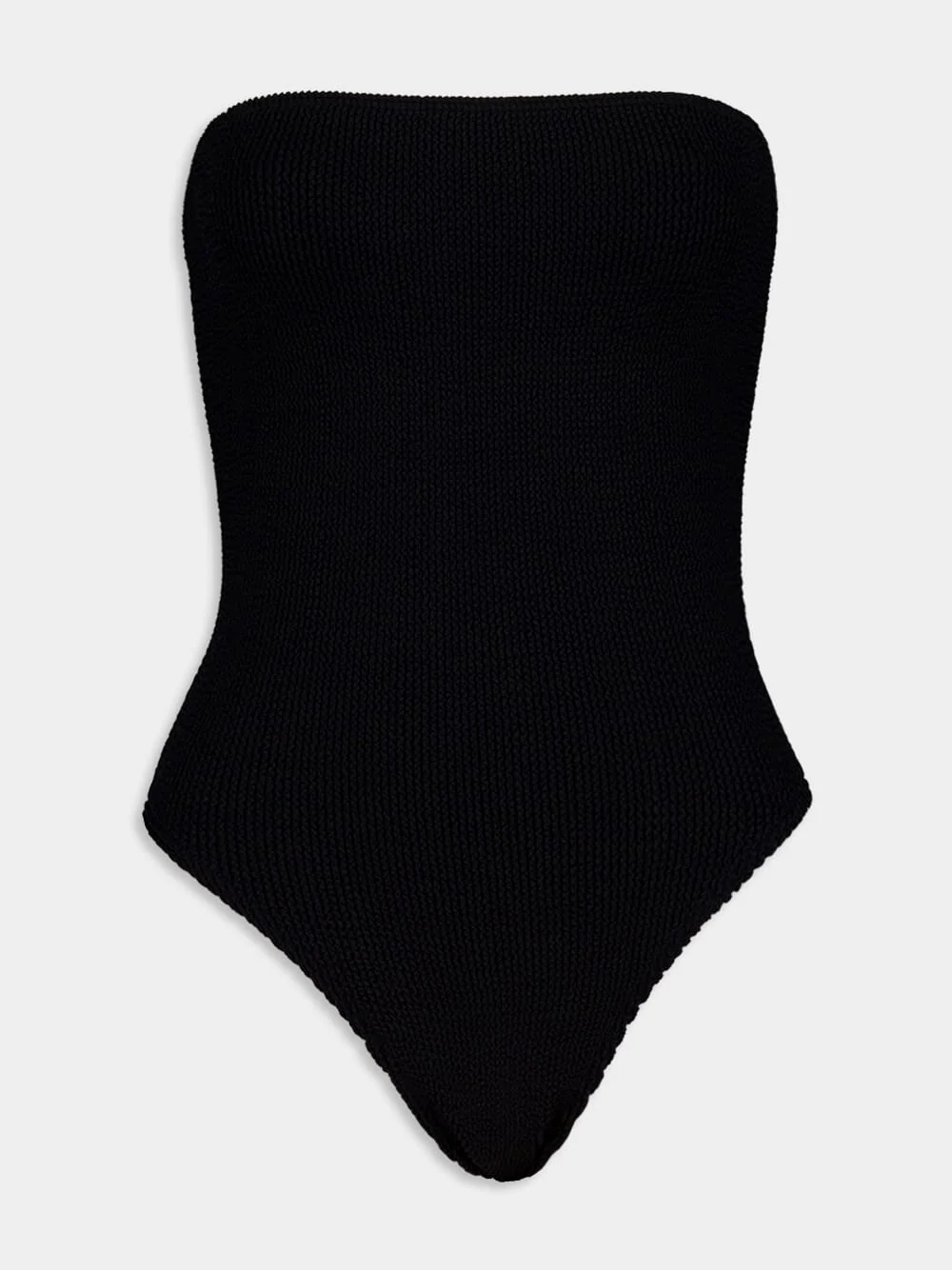 Black Strapless Crinkle One-Piece Swimsuit
