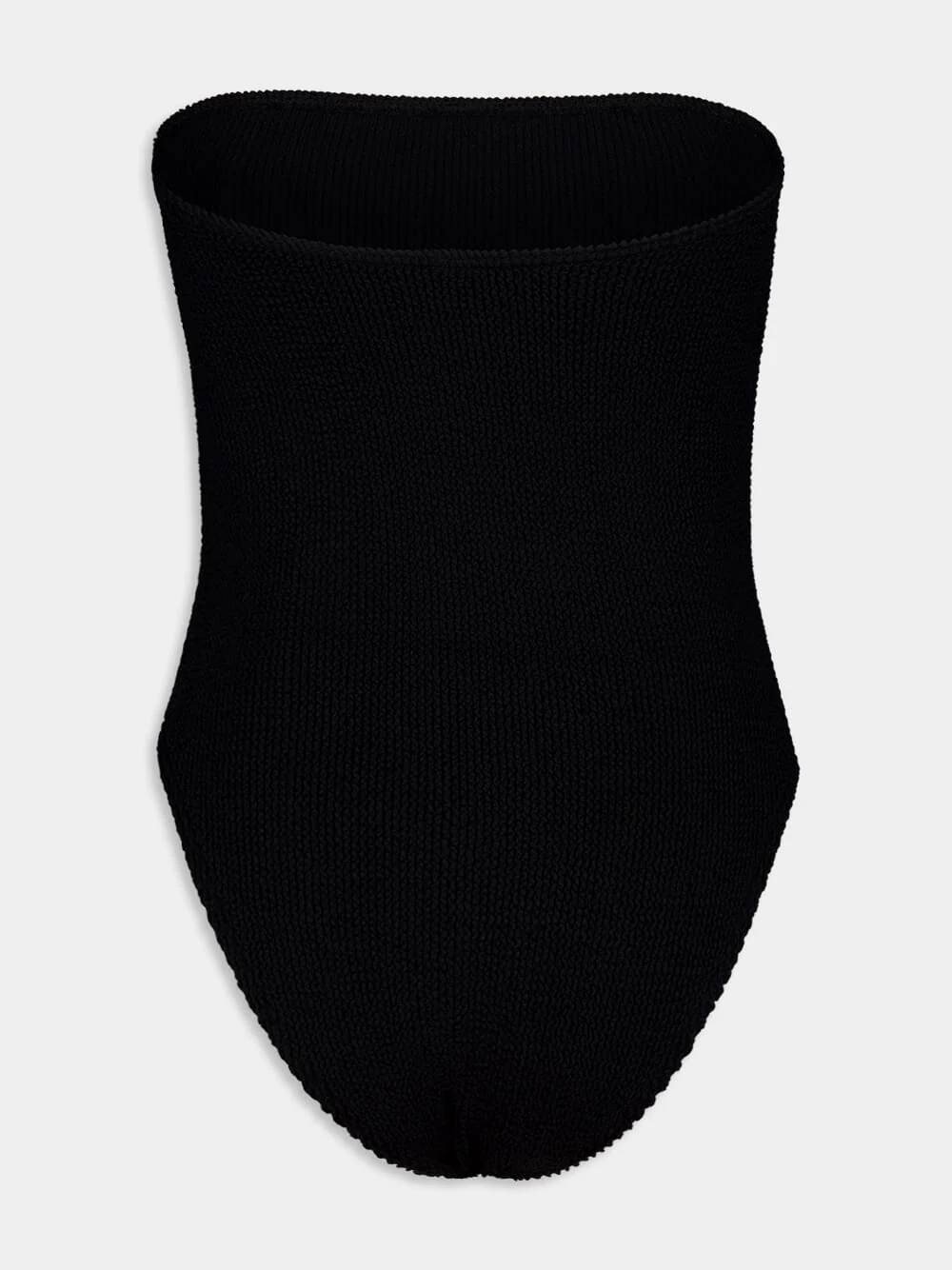 Black Strapless Crinkle One-Piece Swimsuit - Image 2