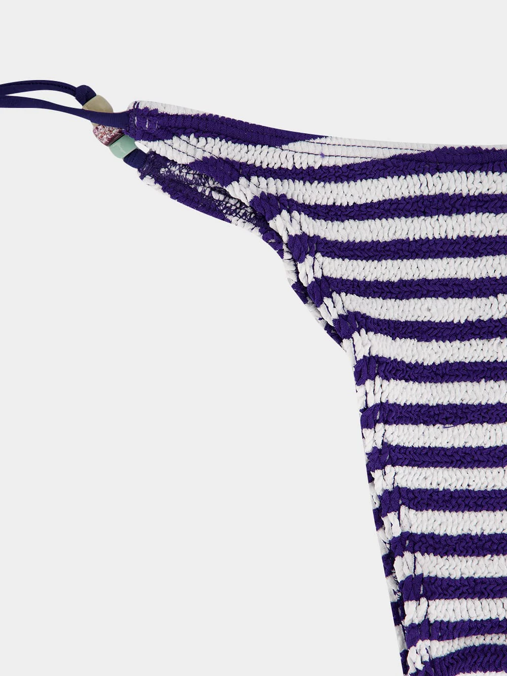 Navy and White Beaded Tie-Side Bikini Brief - Image 4
