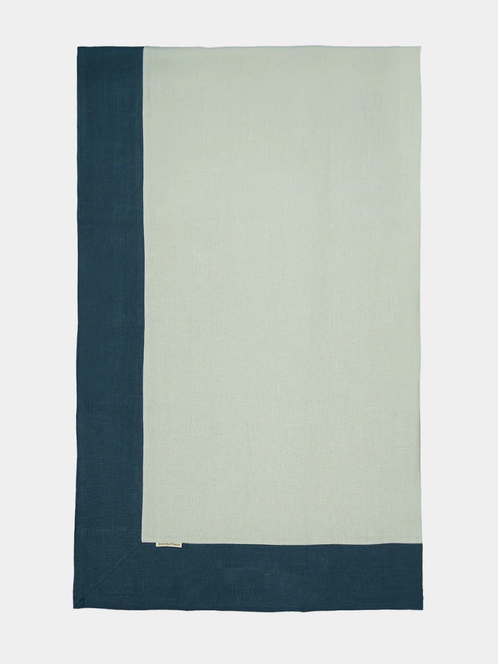Bauhaus Linen Tablecloth in Ice and Deep Blue