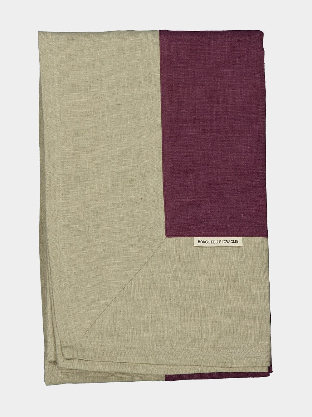 Bauhaus Linen Tablecloth in Plum and Sand - Image 3