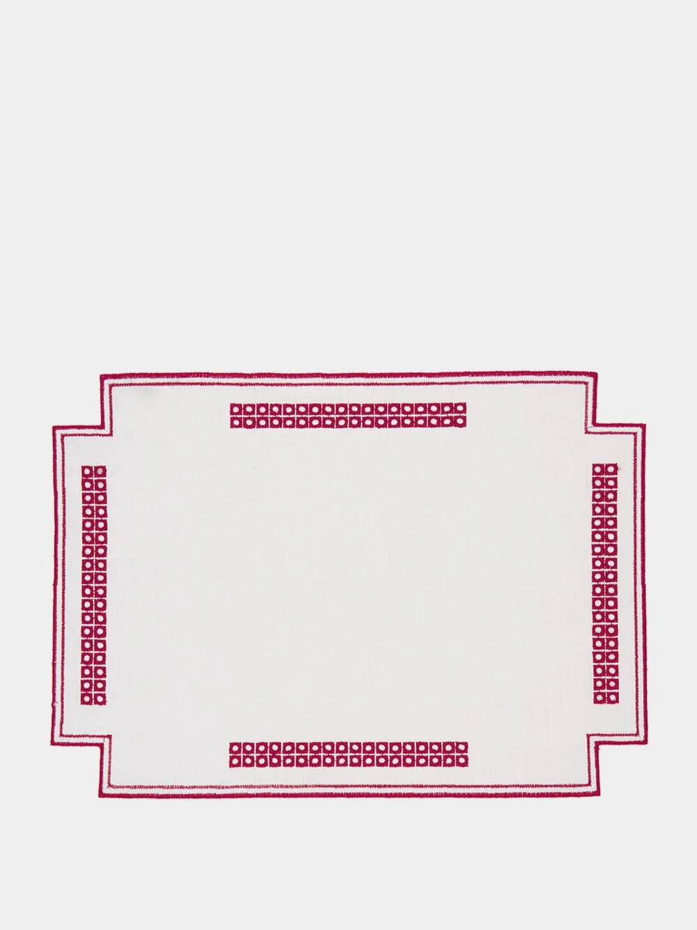 Erica Antistain Linen Horizontal Placemat in Ivory and Red