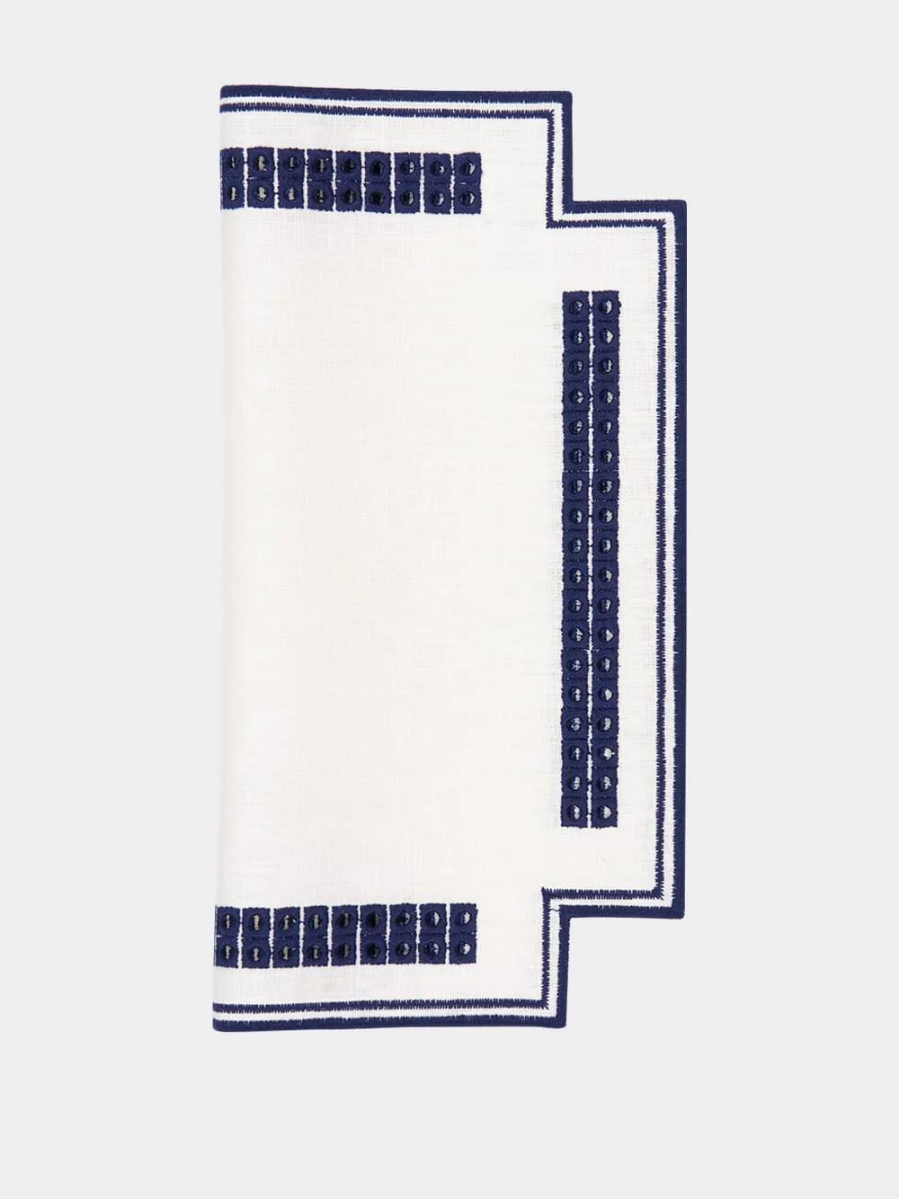 Erica Antistain Linen Placemat in Ivory and Blue - Image 2