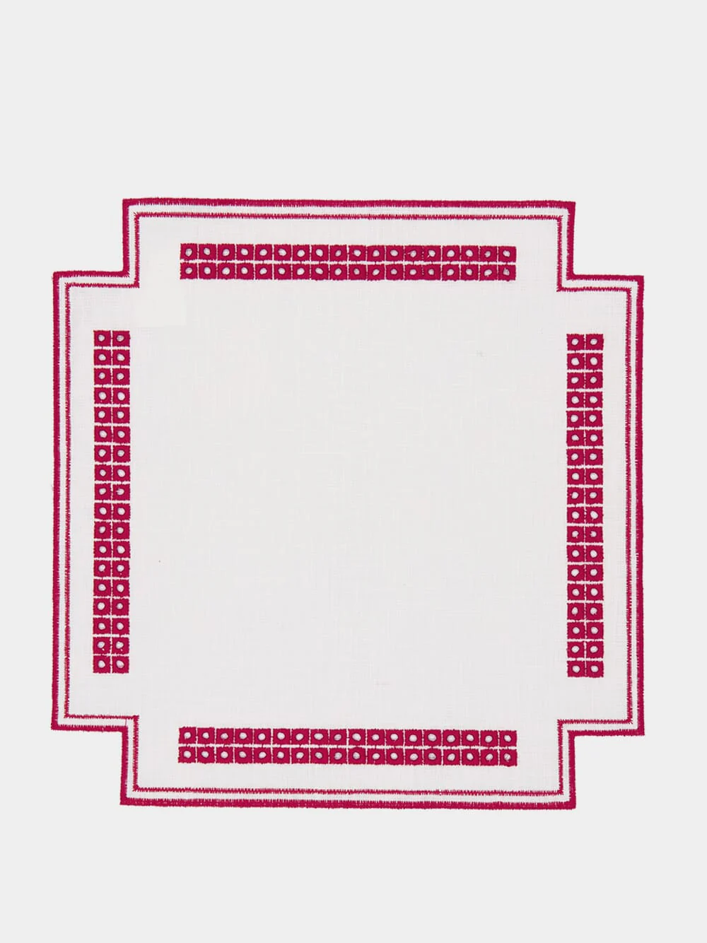 Erica Antistain Linen Placemat in Ivory and Red