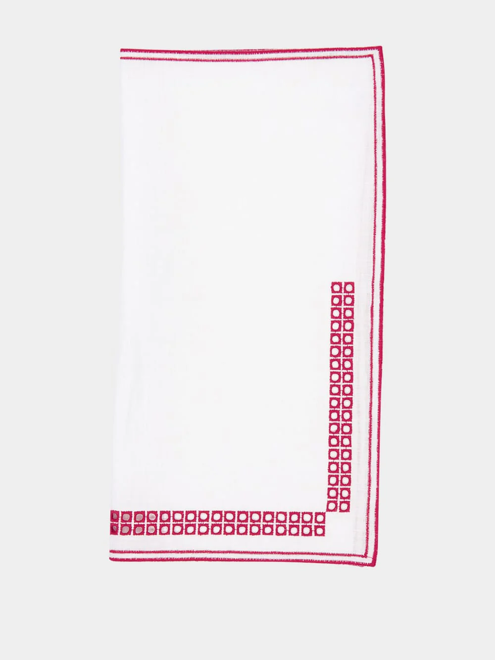 Erica Linen Napkin in Ivory and Red - Image 3