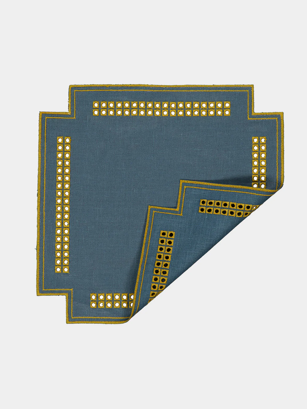 Erica Linen Placemat in Deep Blue and Curry - Image 2