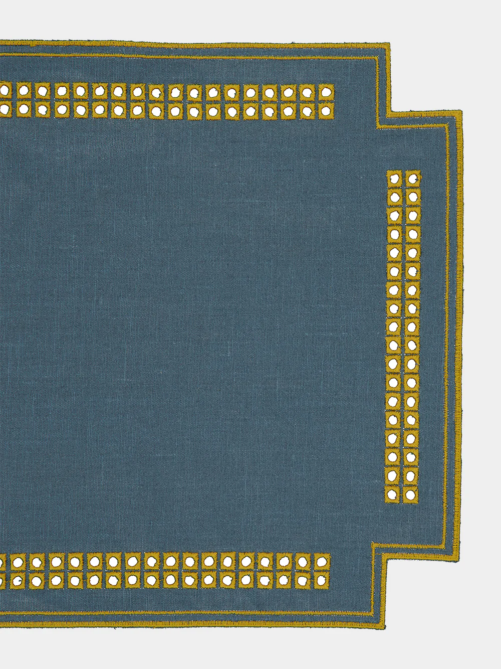 Erica Linen Placemat in Deep Blue and Curry - Image 3