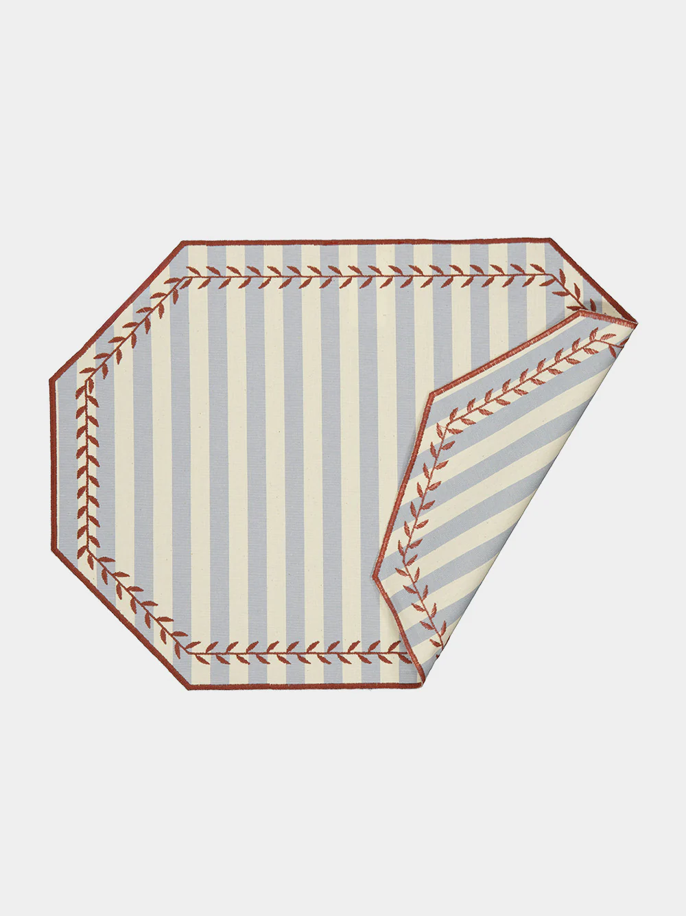 Lauro Cotton Placemat in Capri Blue Stripe and Terracotta - Image 2