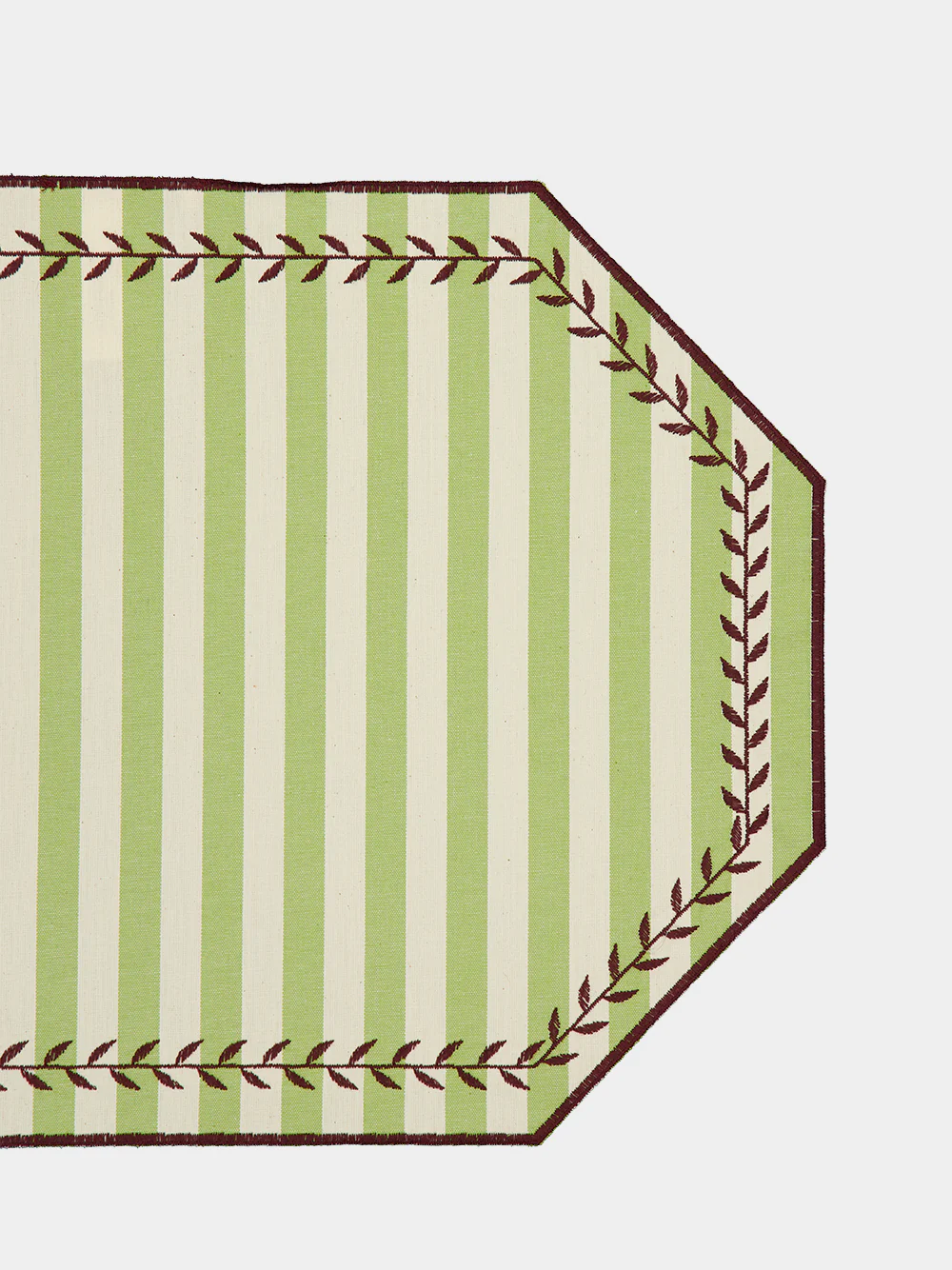 Lauro Cotton Placemat in Capri Stripe Anise and Prune - Image 4