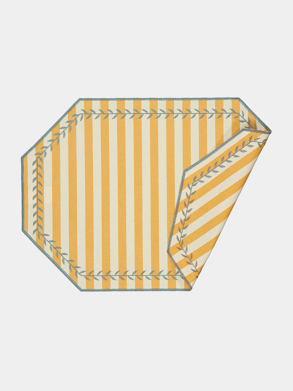 Lauro Cotton Placemat in Capri Stripe Pumpkin and Dolphin - Image 3