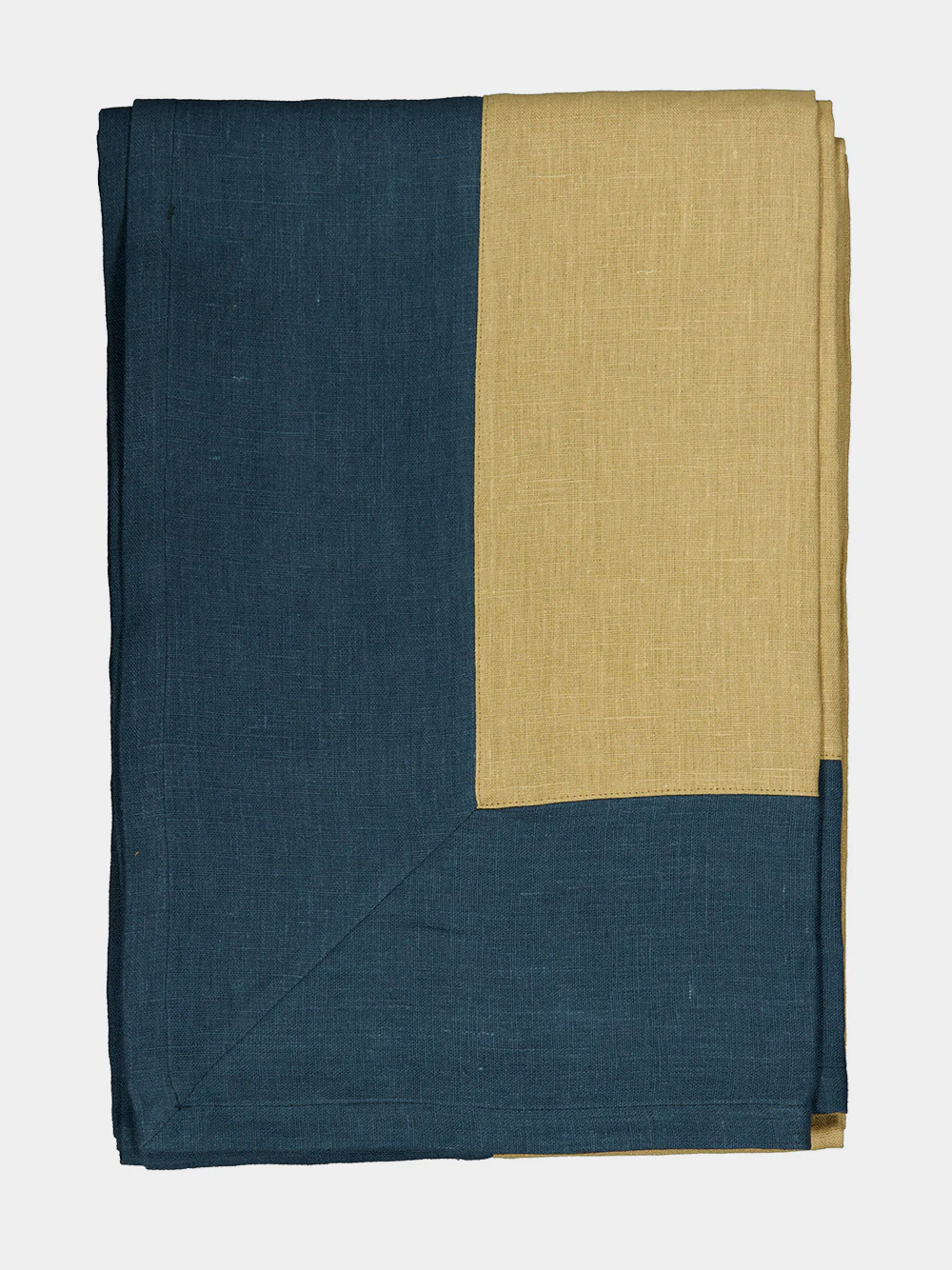 Yellow and Deep Blue Linen Tablecloth - Image 3