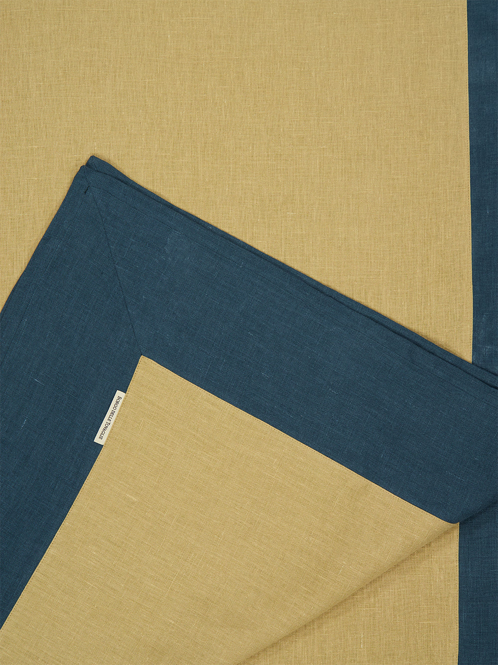 Yellow and Deep Blue Linen Tablecloth - Image 4
