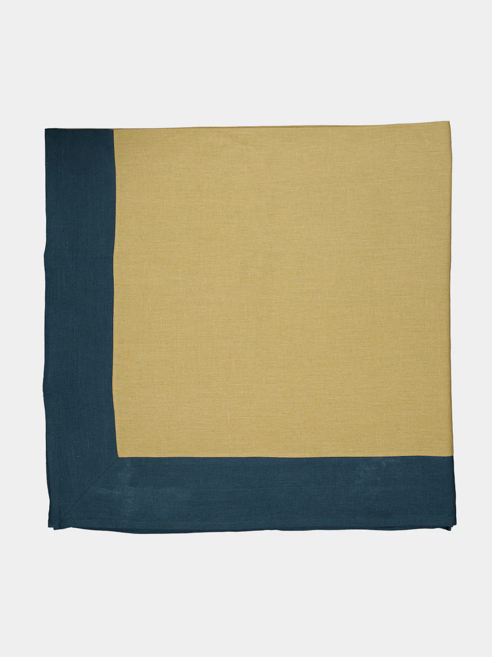 Yellow and Deep Blue Linen Tablecloth - Image 5