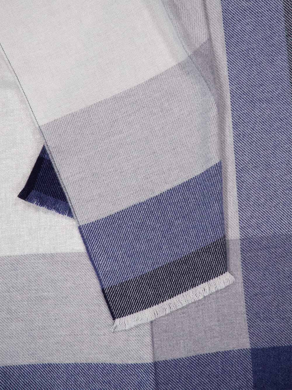 Blue Wool and Cashmere Striped Scarf - Image 2