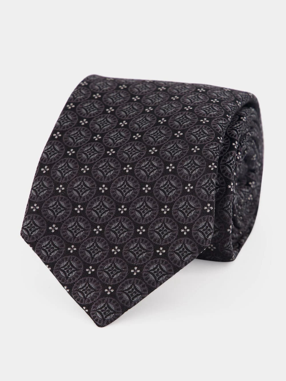 Anthracite Silk Geometric Tie