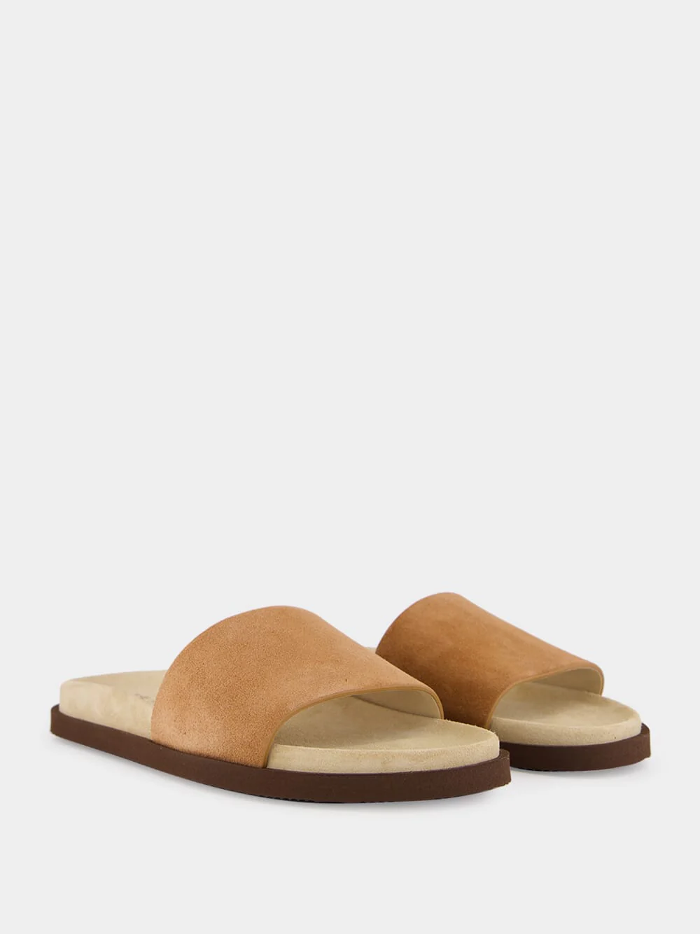Beige Leather Slide Slippers - Image 3
