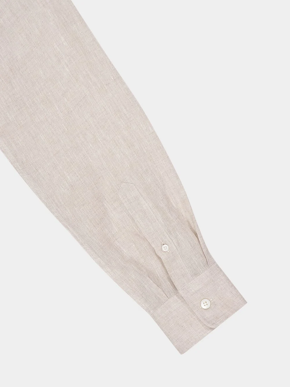 Beige Linen Easy Fit Shirt with Camp Collar - Image 4