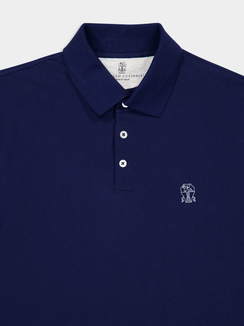 Blue Cotton Piqué Polo Shirt - Image 3