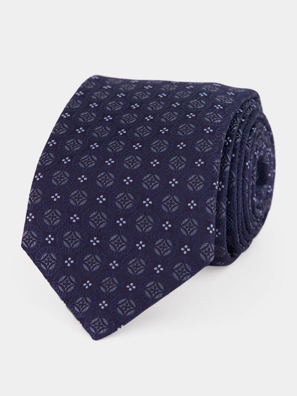Blue Silk Geometric Tie