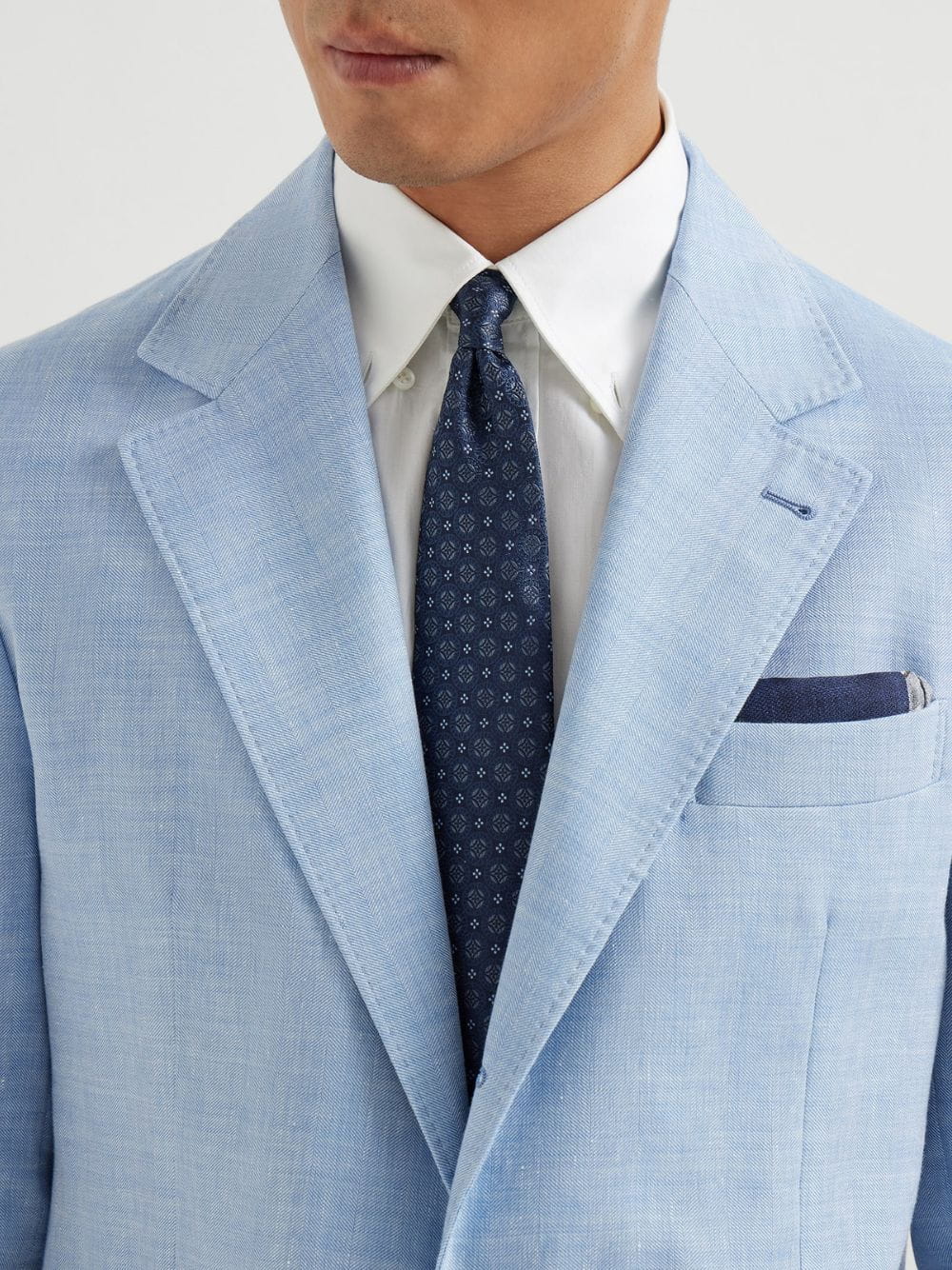 Blue Silk Geometric Tie - Image 2